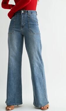 Just Black Denim Patch Pocket Wide Leg Jeans size24